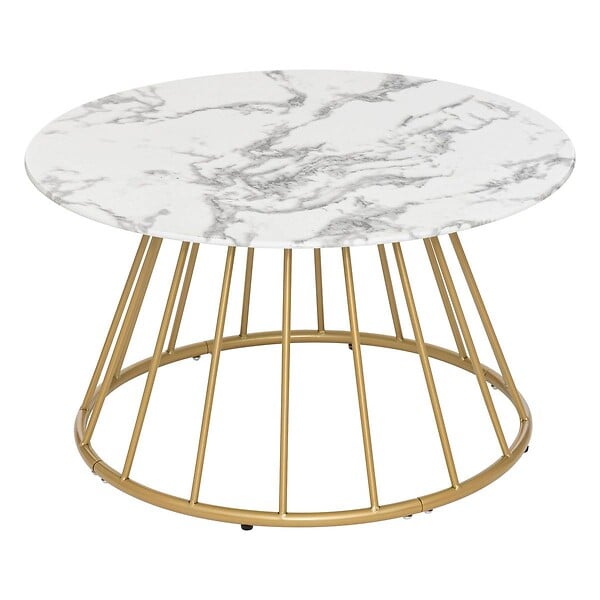ATMOSPHERA - Table basse Rayo effet marbre blanc D70cm - large