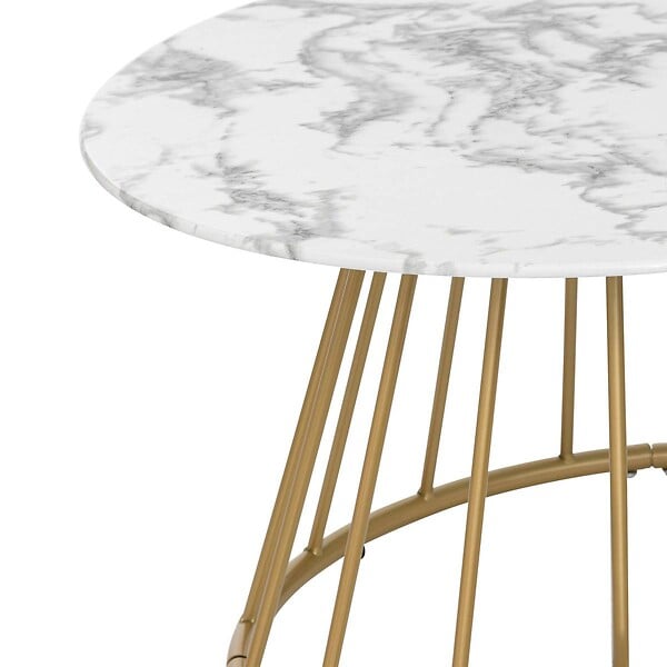 ATMOSPHERA - Table basse Rayo effet marbre blanc D70cm - large