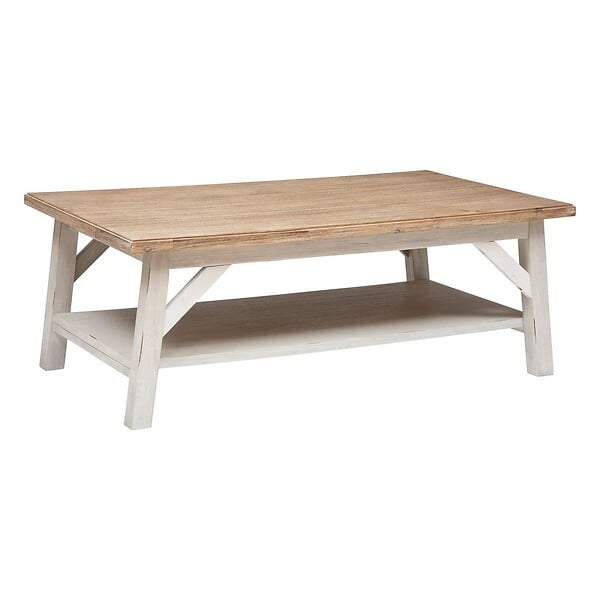 ATMOSPHERA - Table basse "Olbia" en acacia 120x70cm blanc - large