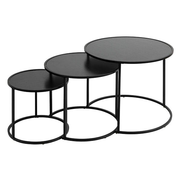 ATMOSPHERA - Lot de 3 tables d'appoint Noan noir L54/45/35cm - large