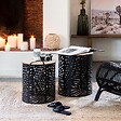 ATMOSPHERA - Lot de 2 tables gigognes "Feuilles" noir D35cm/39cm - vignette