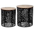 ATMOSPHERA - Lot de 2 tables gigognes "Feuilles" noir D35cm/39cm - vignette