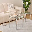 ATMOSPHERA - Lot de tables d'appoint Hecate argent 50x50cm - vignette