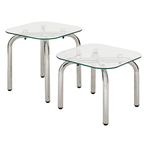 ATMOSPHERA - Lot de tables d'appoint Hecate argent 50x50cm - large