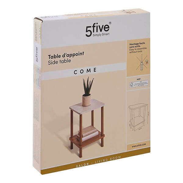 5 FIVE SIMPLY SMART - Table d'appoint Come bois et effet marbre - large