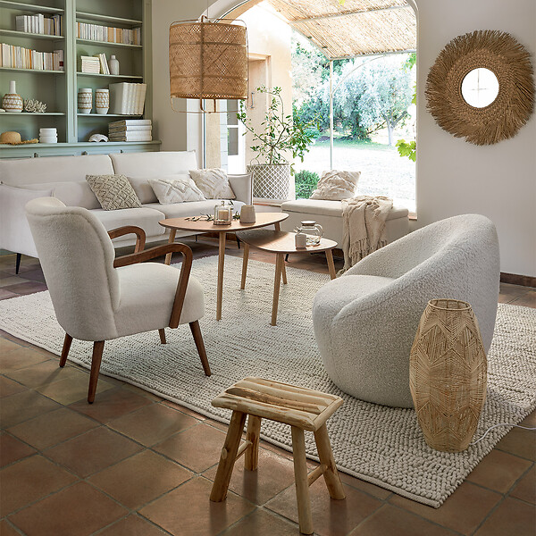 ATMOSPHERA - Lot de 2 tables gigognes "Mileo" pin L88/98cm - large