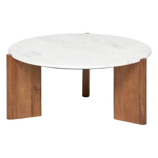 ATMOSPHERA - Table basse "Nanda" marbre blanc 91,5x91,5x41,5cm - large