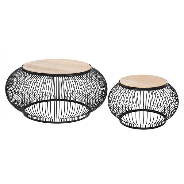 ATMOSPHERA - Lot de 2 tables gigognes "Esther" manguier et métal - large