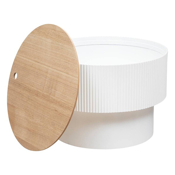 ATMOSPHERA - Table basse "Enola" en placage frêne D55cm blanc - large