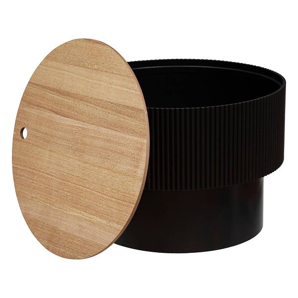 ATMOSPHERA - Table basse "Enola" en placage frêne D55cm noir - large