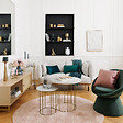 ATMOSPHERA - Lot de 2 tables gigognes "Garance" blanc plateau marbre - vignette