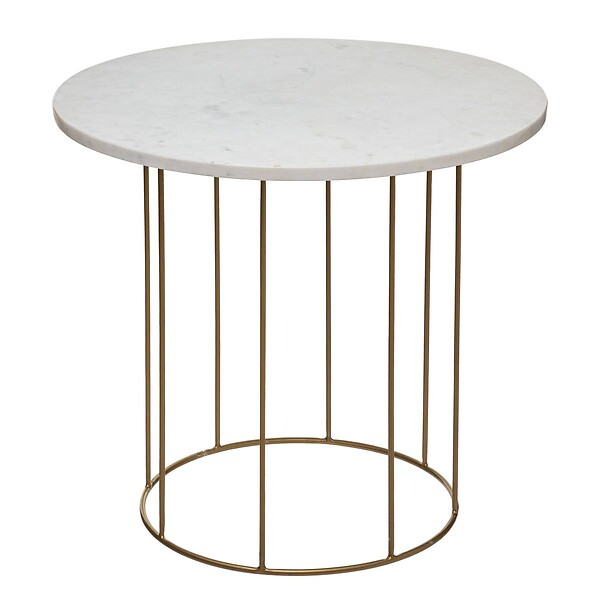 ATMOSPHERA - Lot de 2 tables gigognes "Garance" blanc plateau marbre - large
