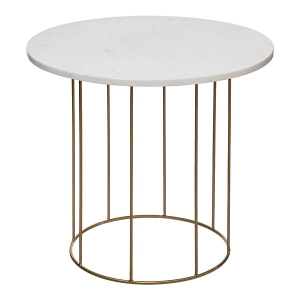 ATMOSPHERA - Lot de 2 tables gigognes "Garance" blanc plateau marbre - large