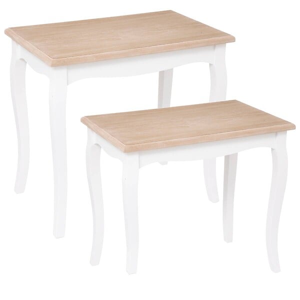 ATMOSPHERA - Lot de 2 tables gigognes "Chrysa" pin blanc L48/60cm - large