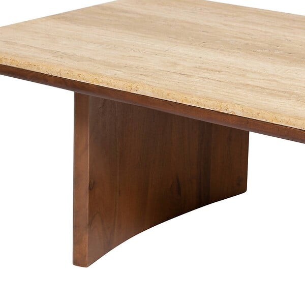ATMOSPHERA - Table basse Jivan Travertin bois 120x70cm - large