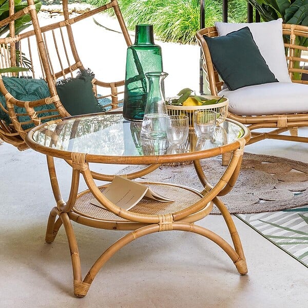 ATMOSPHERA - Table basse "Farah" rotin D90cm - large