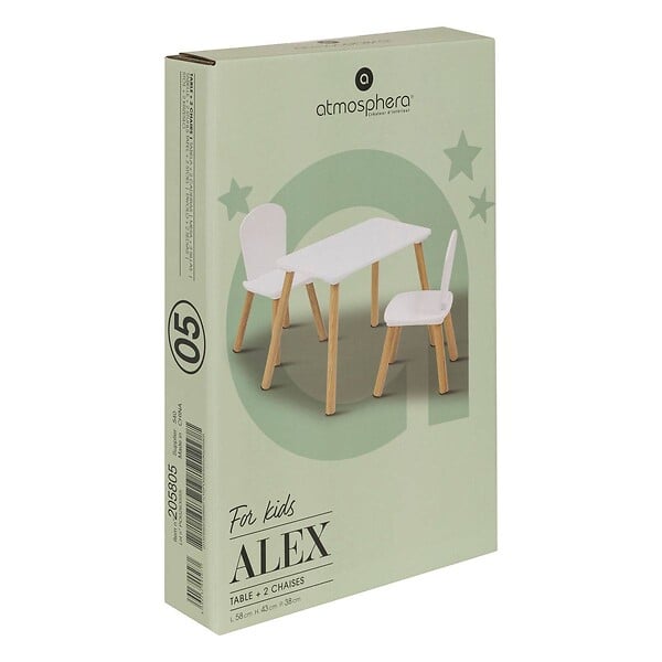 ATMOSPHERA - Ensemble table et 2 chaises enfant "Alex" blanc 3 pièces - large