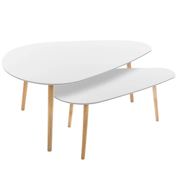 ATMOSPHERA - Tables gigognes "Mileo" blanc L88/98cm - large