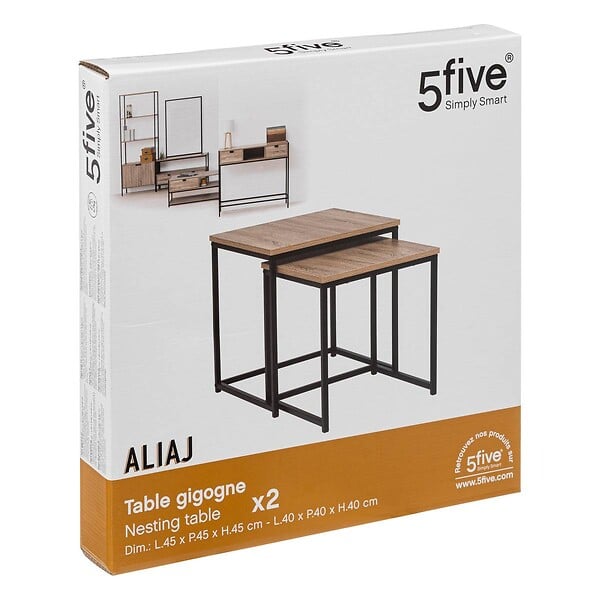 5 FIVE SIMPLY SMART - Lot de 2 tables gigognes "Aliaj" effet chêne naturel - large