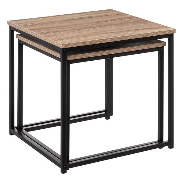 5 FIVE SIMPLY SMART - Lot de 2 tables gigognes "Aliaj" effet chêne naturel - large