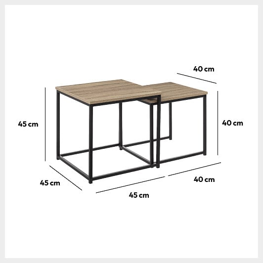 5 FIVE SIMPLY SMART - Lot de 2 tables gigognes "Aliaj" effet chêne naturel - large