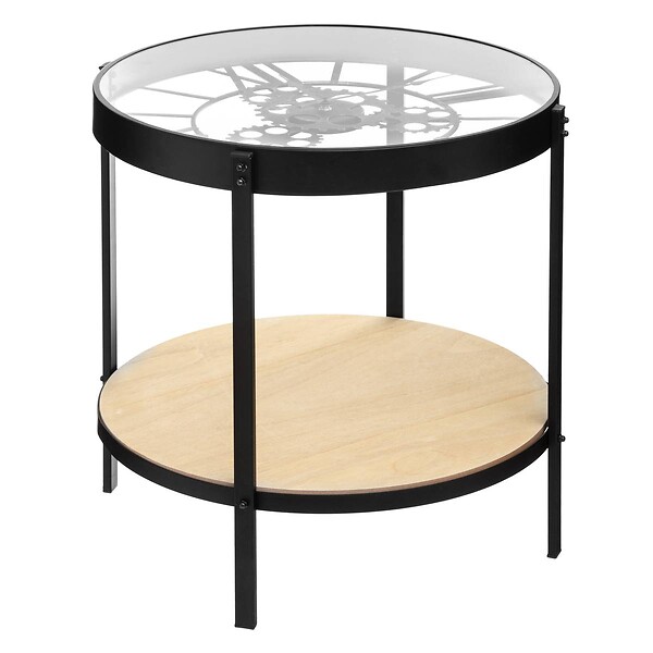ATMOSPHERA - Table d'appoint horloge noir D51cm - large