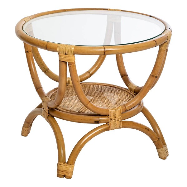 ATMOSPHERA - Table d'appoint "Farah" rotin D59cm - large