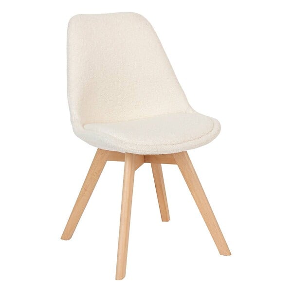 ATMOSPHERA - Chaise Baya pieds hêtre bouclette blanc - large