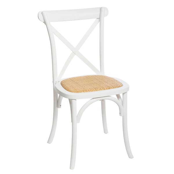 ATMOSPHERA - Chaise "Isak" hêtre et cannage blanc - large