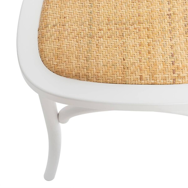 ATMOSPHERA - Chaise "Isak" hêtre et cannage blanc - large