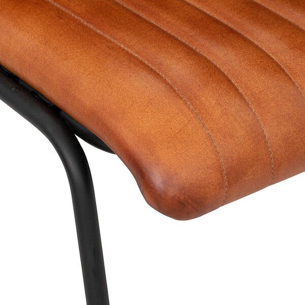 ATMOSPHERA - Chaise "Dario" métal cuir marron cognac - large