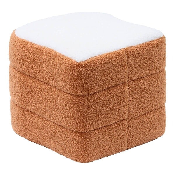 ATMOSPHERA - Pouf Tostie Enfant Marron et Blanc H 38 cm - large