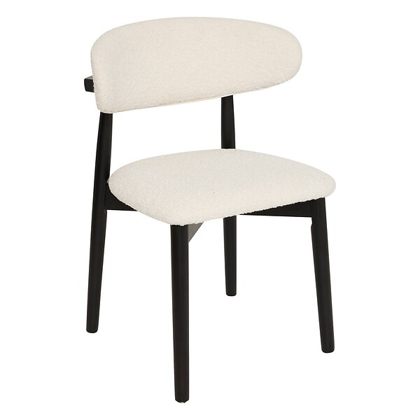 ATMOSPHERA - Lot de 2 Chaise en bois boucle "Sari" blanc pieds noirs - large