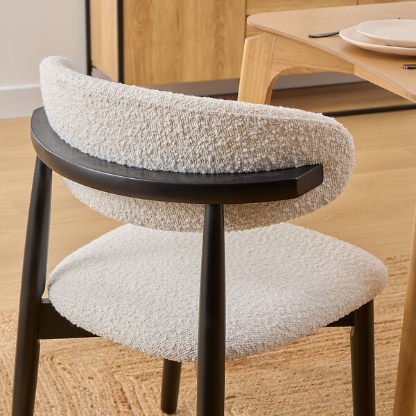ATMOSPHERA - Lot de 2 Chaise en bois boucle "Sari" blanc pieds noirs - large