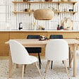 ATMOSPHERA - Chaise "Slano" pieds imitation hêtre bouclette blanc - vignette