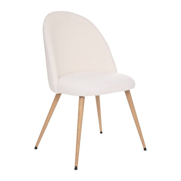 ATMOSPHERA - Chaise "Slano" pieds imitation hêtre bouclette blanc - large