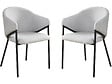 HABITAT ET JARDIN - Lot de 2 chaises de salle à manger en tissu et métal "Auralis" - Gris clair - vignette