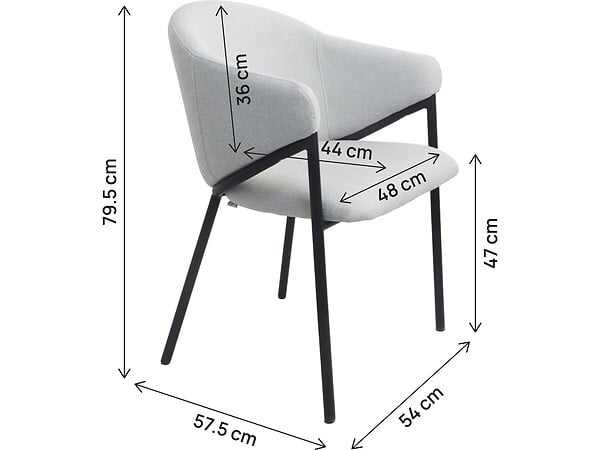 HABITAT ET JARDIN - Lot de 2 chaises de salle à manger en tissu et métal "Auralis" - Gris clair - large