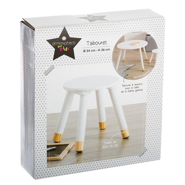 ATMOSPHERA - Tabouret enfant "Douceur" blanc - large
