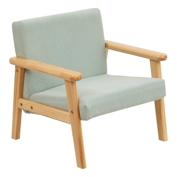 ATMOSPHERA - Fauteuil enfant Basile vert céladon en velours côtelé - large