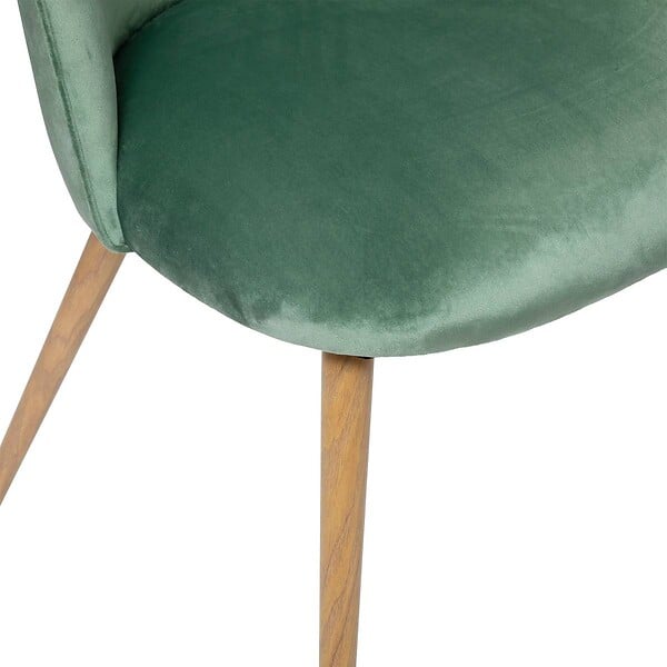 ATMOSPHERA - Chaise "Slano" pieds imitation hêtre velours vert céladon - large