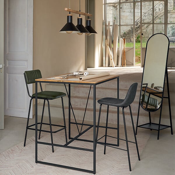 ATMOSPHERA - Table à manger bar "Edena" acacia métal L115cm - large