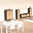 5 FIVE SIMPLY SMART - Cabinet "Chevrons" 2 portes effet pin naturel et noir 110x80cm - vignette