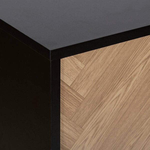 5 FIVE SIMPLY SMART - Cabinet "Chevrons" 2 portes effet pin naturel et noir 110x80cm - large