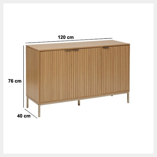 5 FIVE SIMPLY SMART - Buffet "Tasso" 3 portes L120cm effet bois naturel - large