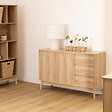 5 FIVE SIMPLY SMART - Buffet placard 3 tiroirs effet chêne naturel "Abana" - vignette