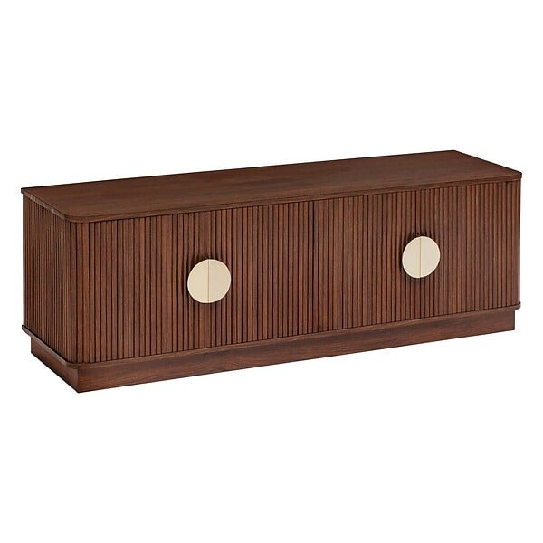 ATMOSPHERA - Meuble bas 4 portes 2 étagères Wany marron 140x40cm - large