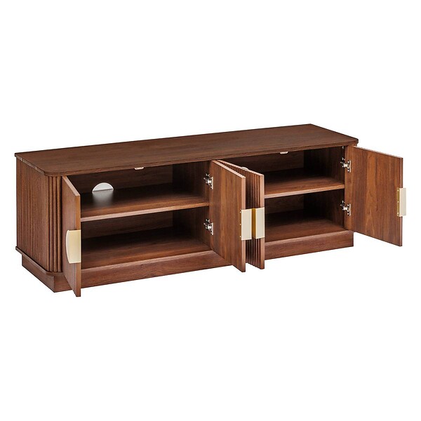 ATMOSPHERA - Meuble bas 4 portes 2 étagères Wany marron 140x40cm - large