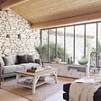 ATMOSPHERA - Meuble TV "Olbia" en métal & acacia 140x40cm blanc - vignette