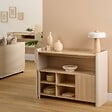 5 FIVE SIMPLY SMART - Buffet 2 portes Roundy blanc ivoire et bois - vignette